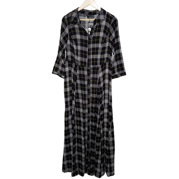 Torrid | Black Plaid | Button Front Shirt Maxi Dress | 1X - Picture 1 of 7